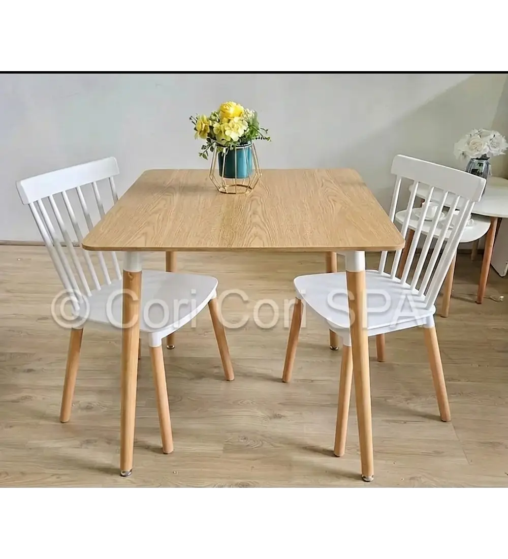 Comedor Melamina 80x80cms + 2 Sillas Windsor