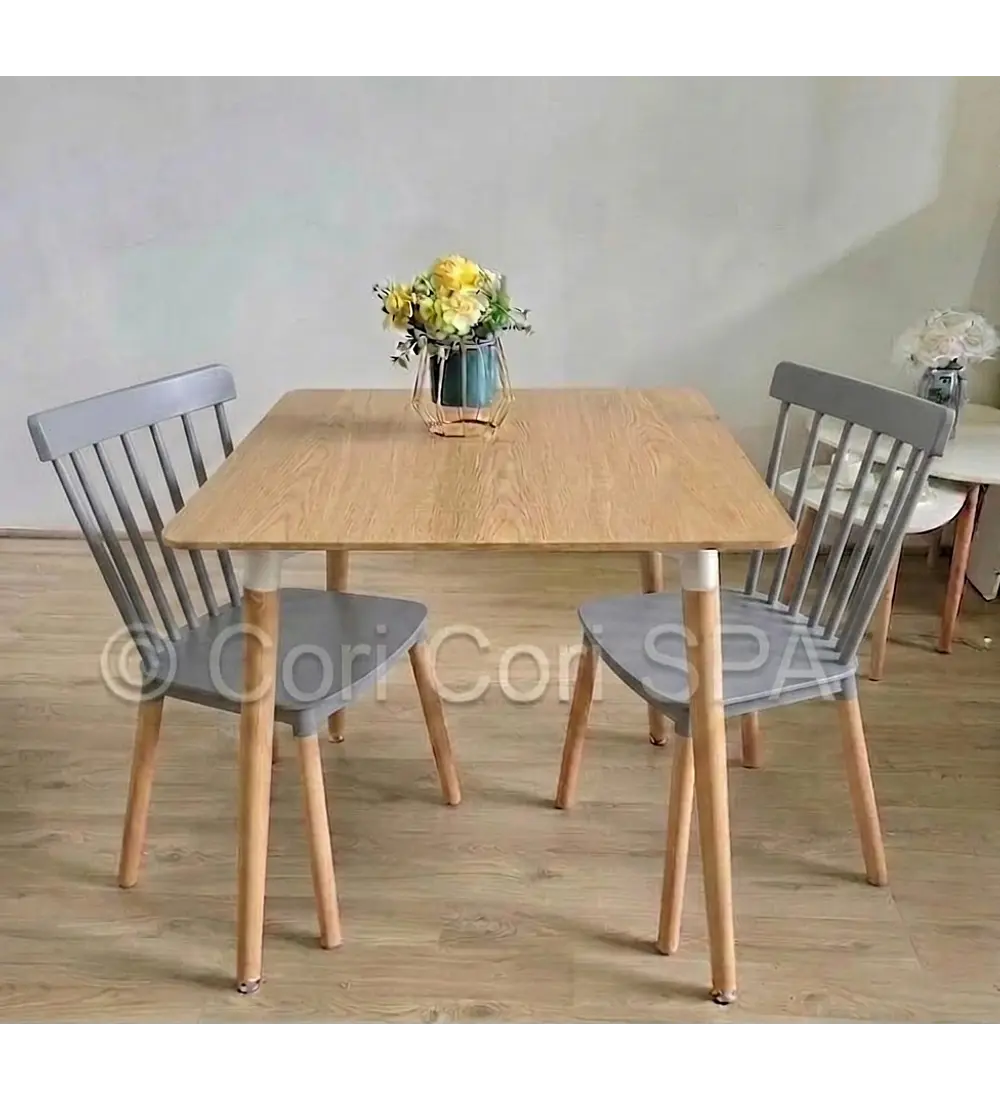 Comedor Melamina 80x80cms + 2 Sillas Windsor