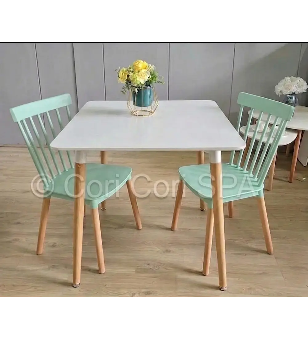 Comedor Melamina 80x80cms + 2 Sillas Windsor