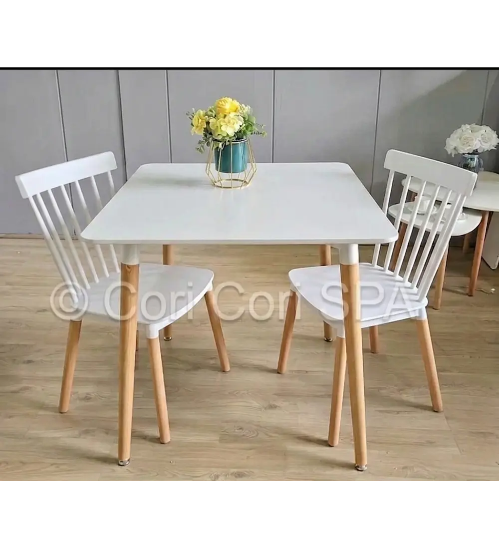 Comedor Melamina 80x80cms + 2 Sillas Windsor