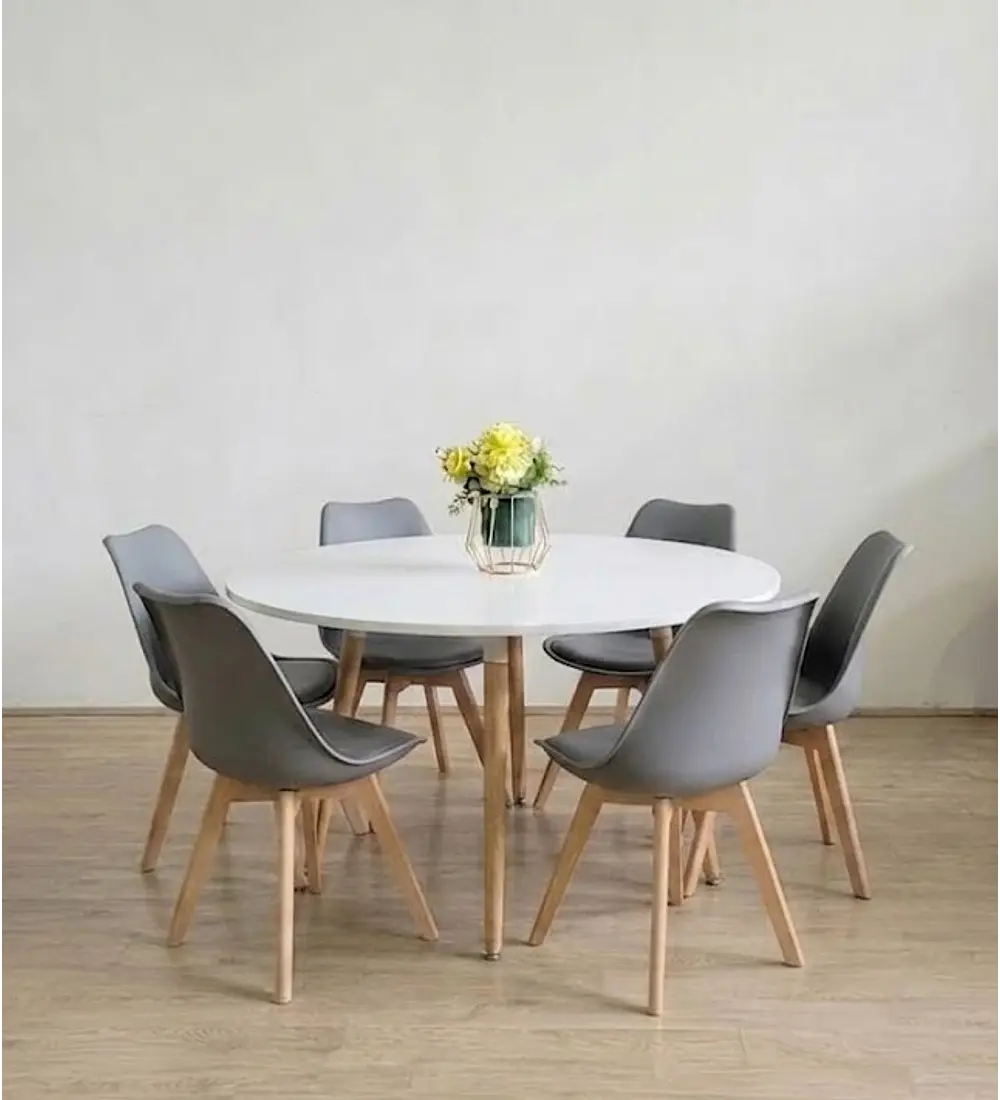 Comedor Aura 120cms + 6 Sillas Tulip