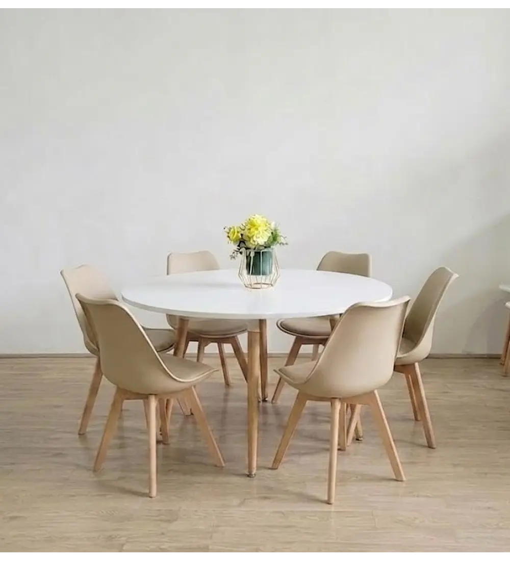 Comedor Aura 120cms + 6 Sillas Tulip