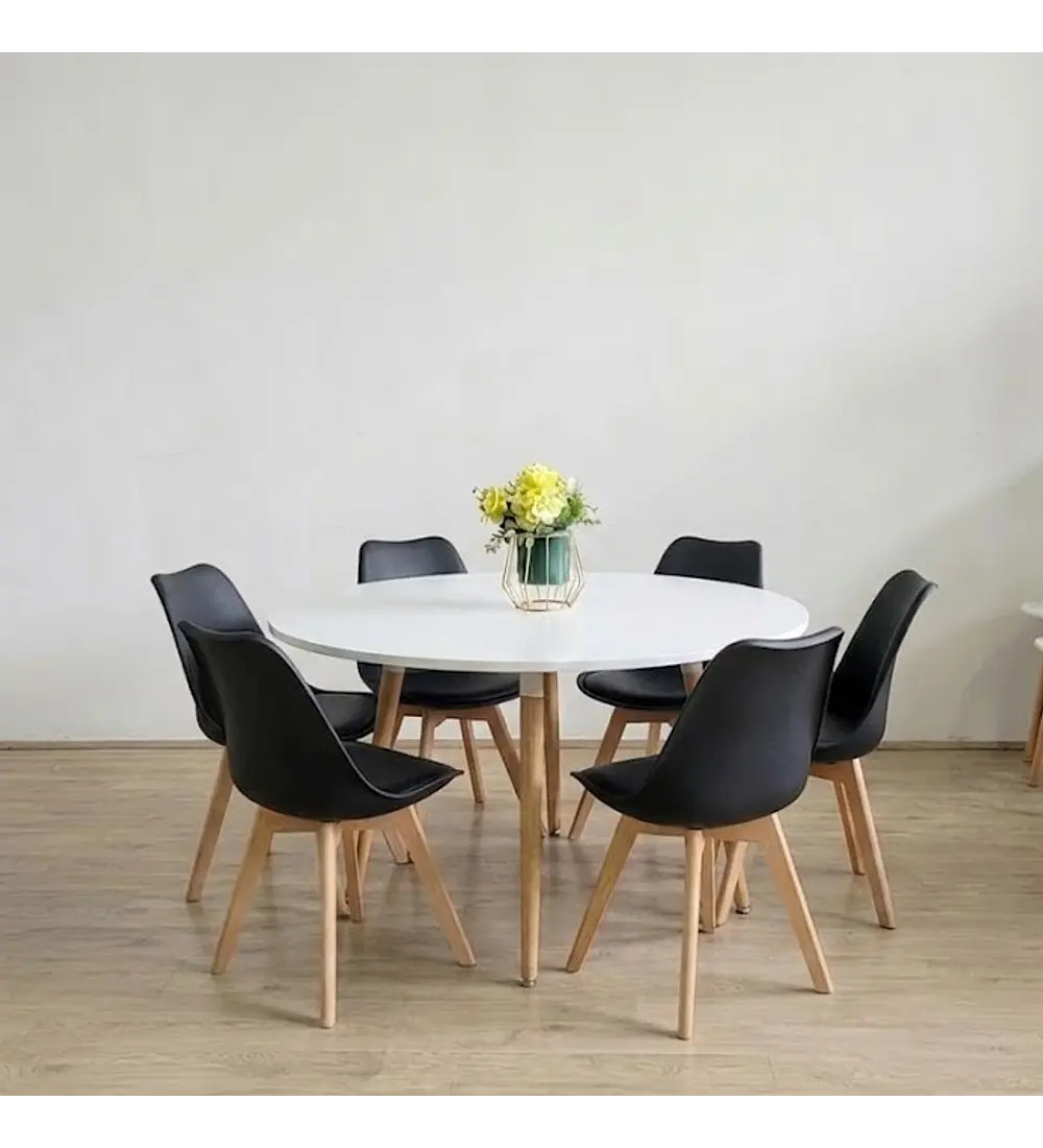Comedor Aura 120cms + 6 Sillas Tulip