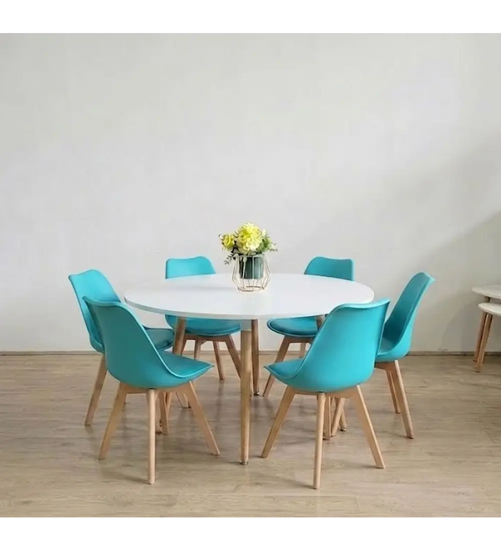 Comedor Aura 120cms + 6 Sillas Tulip