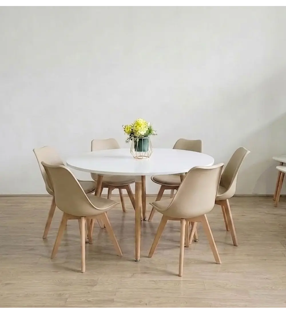 Comedor Aura 120cms + 6 Sillas Tulip