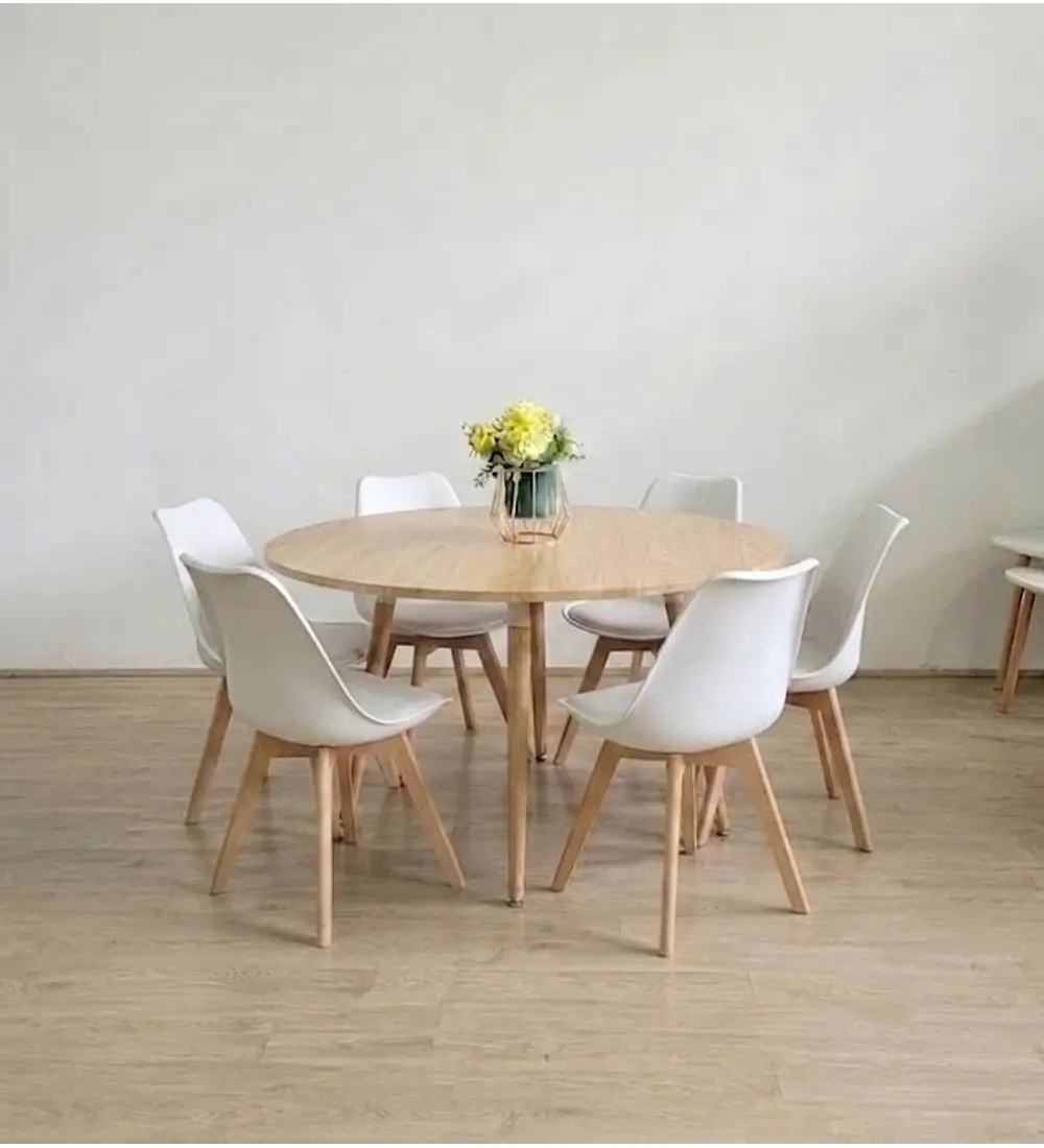 Comedor Aura 120cms + 6 Sillas Tulip