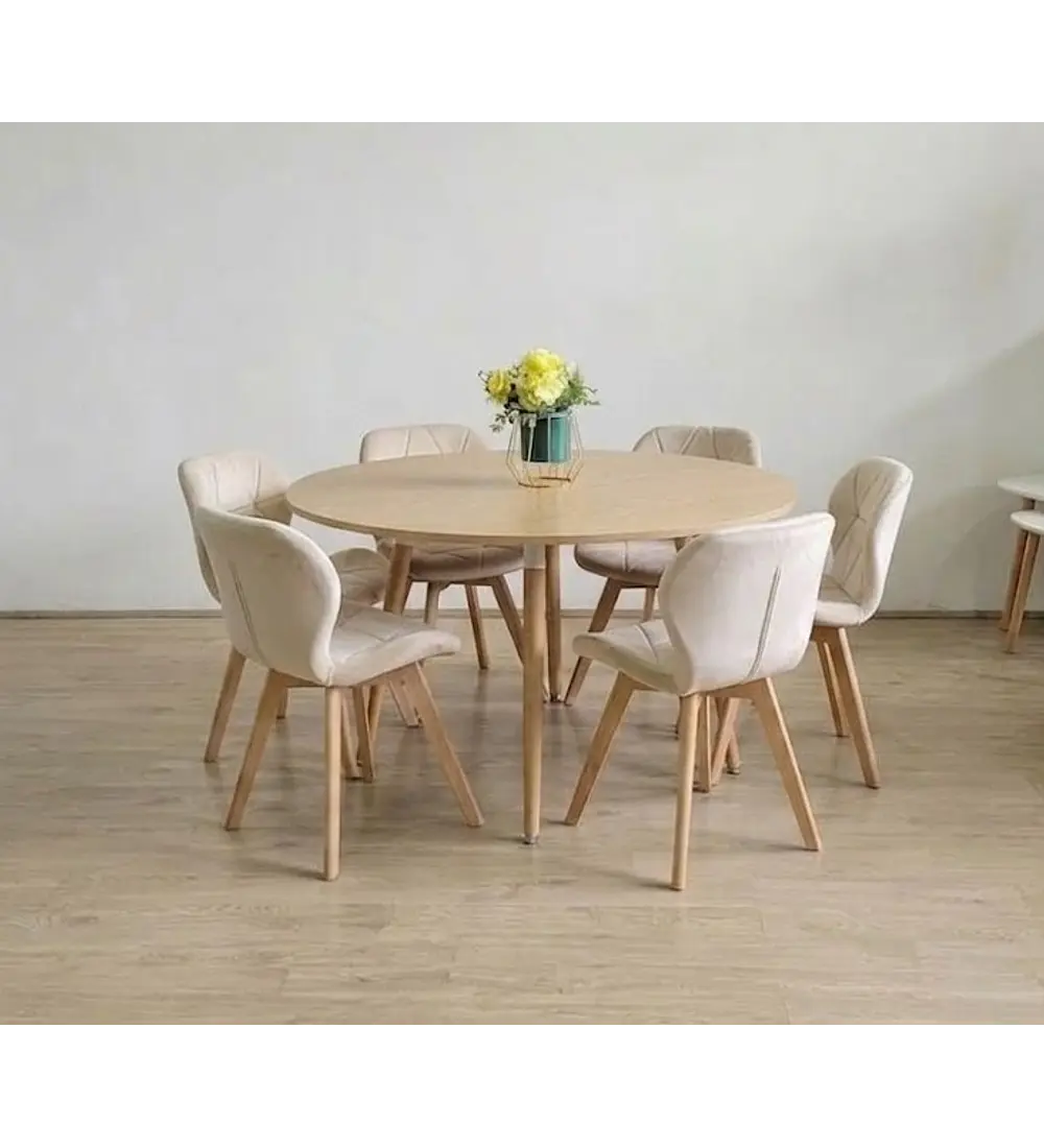 Comedor Aura  120cms + 6 Sillas Mariposa Velvet