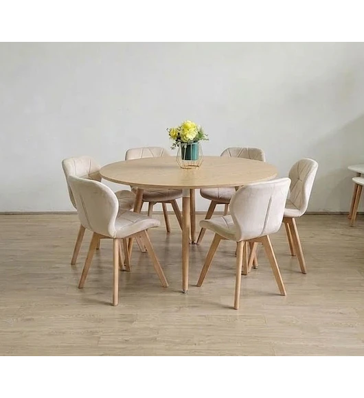 Comedor Aura  120cms + 6 Sillas Mariposa Velvet