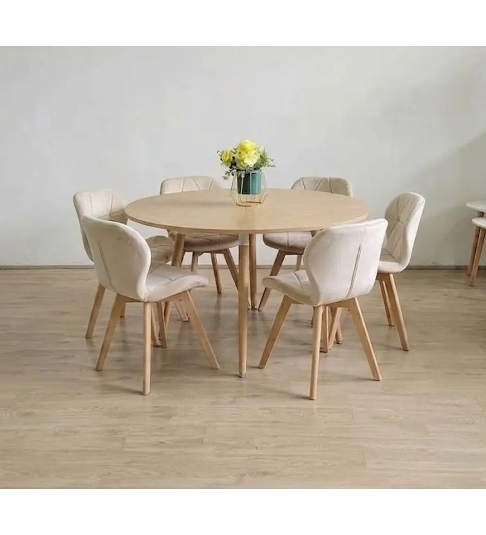 Comedor Aura  120cms + 6 Sillas Mariposa Velvet
