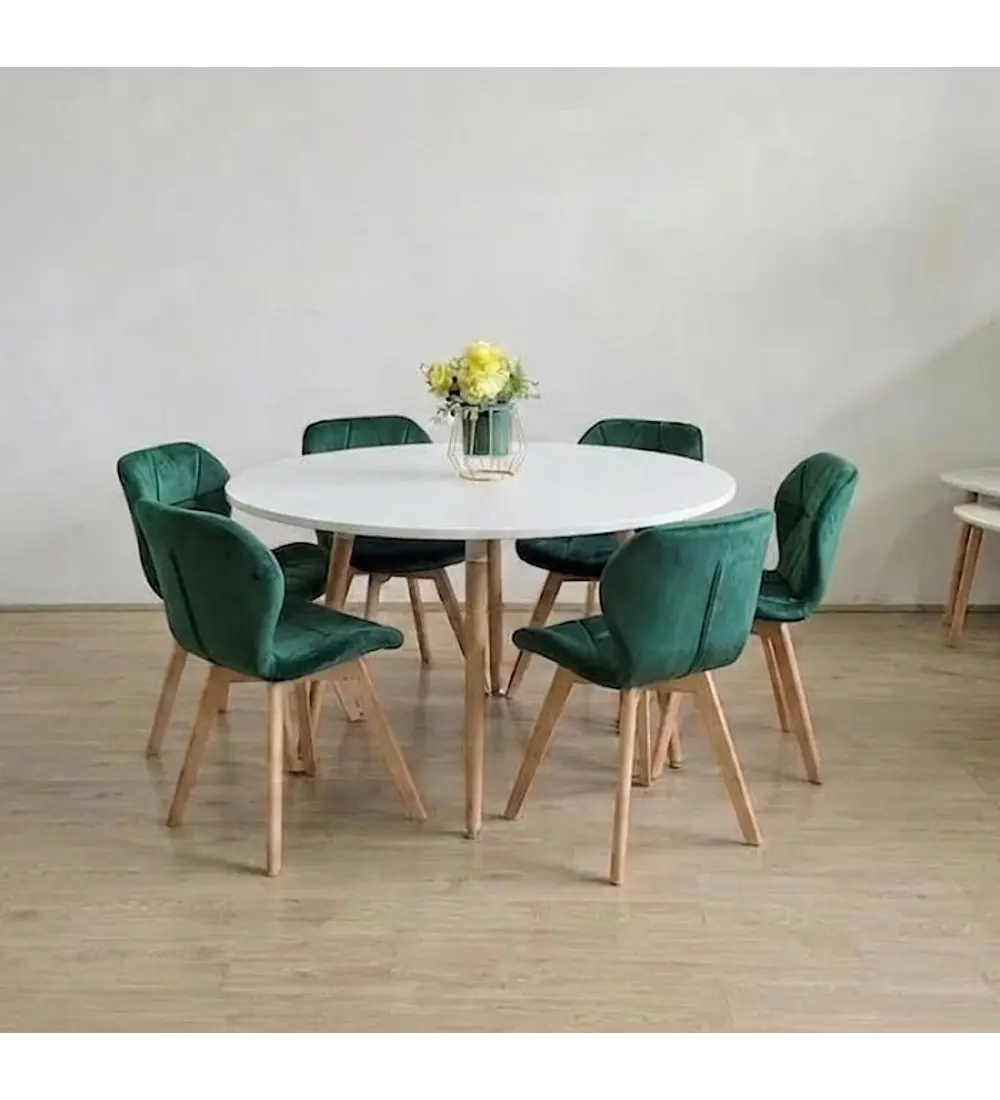 Comedor Aura  120cms + 6 Sillas Mariposa Velvet