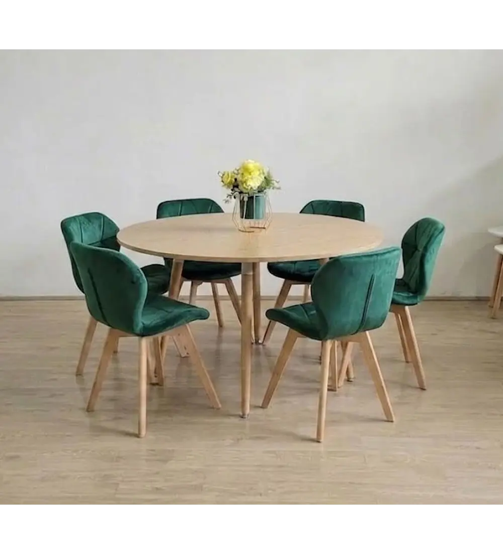 Comedor Aura  120cms + 6 Sillas Mariposa Velvet