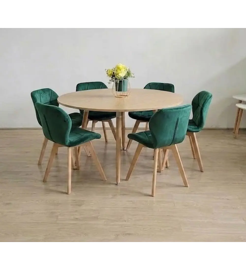 Comedor Aura  120cms + 6 Sillas Mariposa Velvet