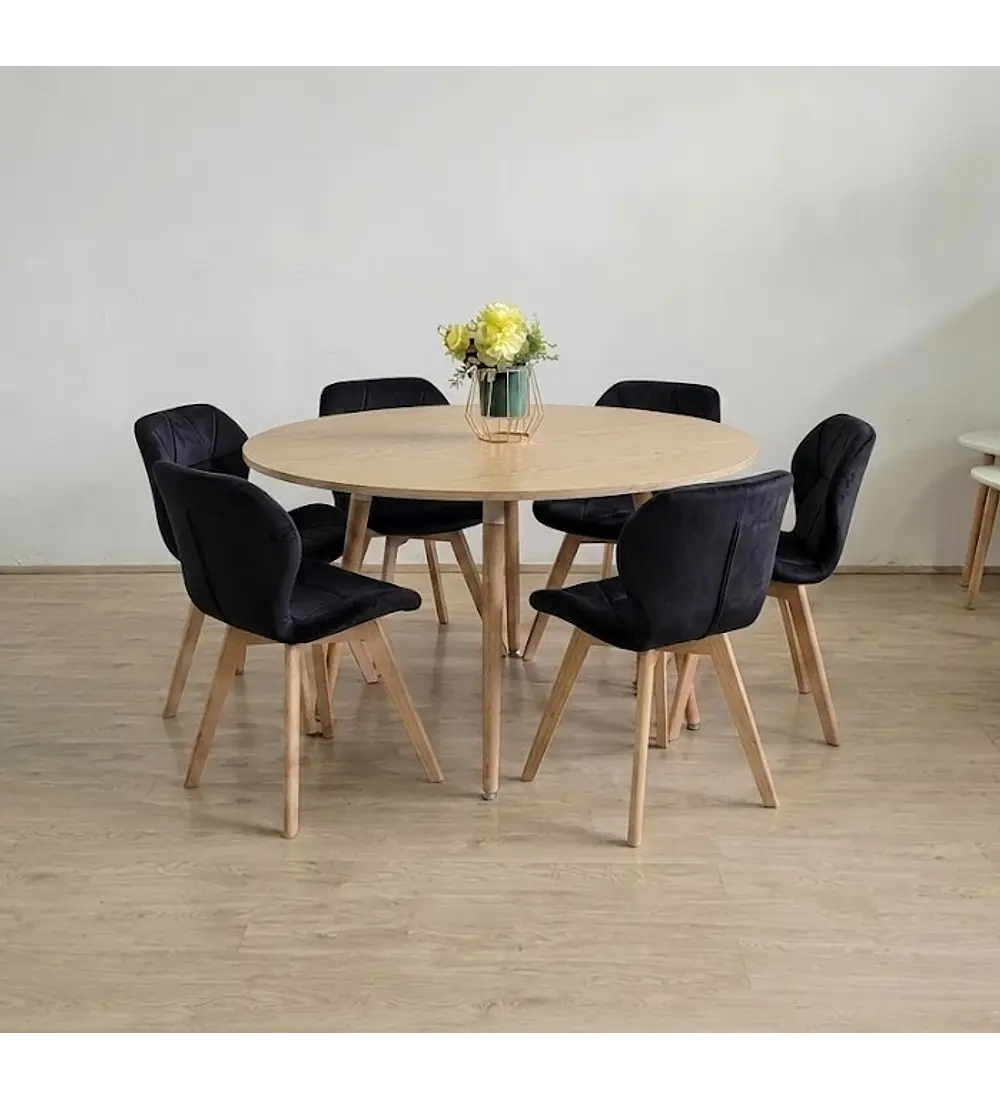 Comedor Aura  120cms + 6 Sillas Mariposa Velvet