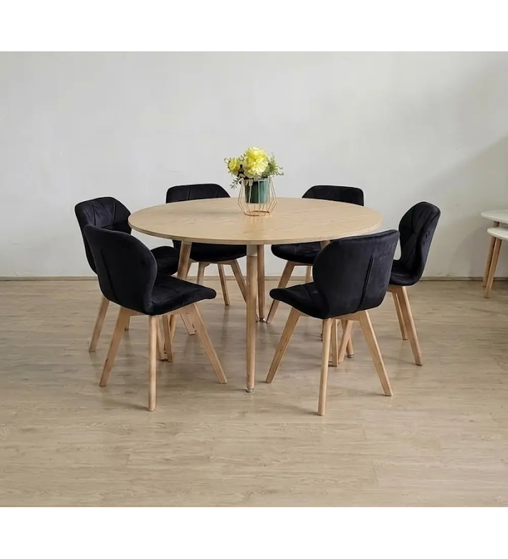 Comedor Aura  120cms + 6 Sillas Mariposa Velvet