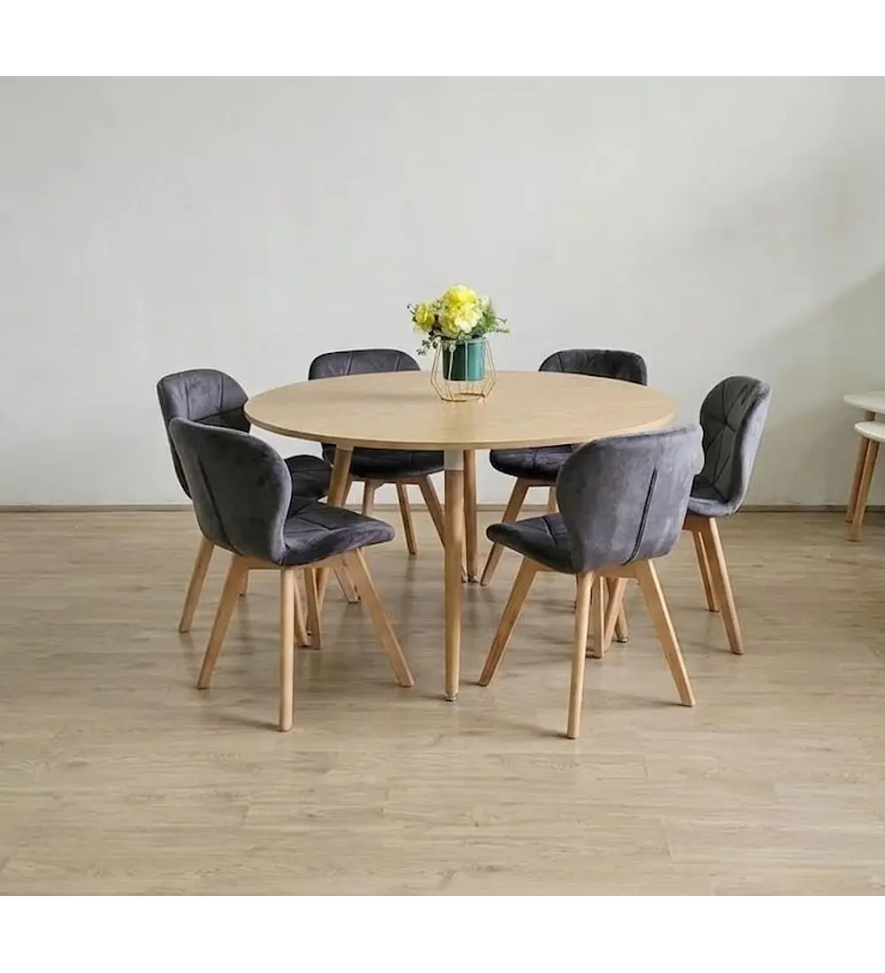 Comedor Aura  120cms + 6 Sillas Mariposa Velvet