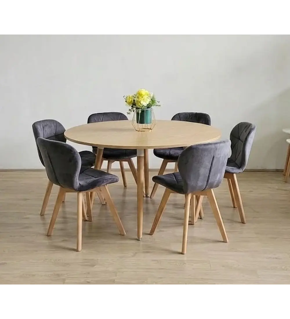 Comedor Aura  120cms + 6 Sillas Mariposa Velvet