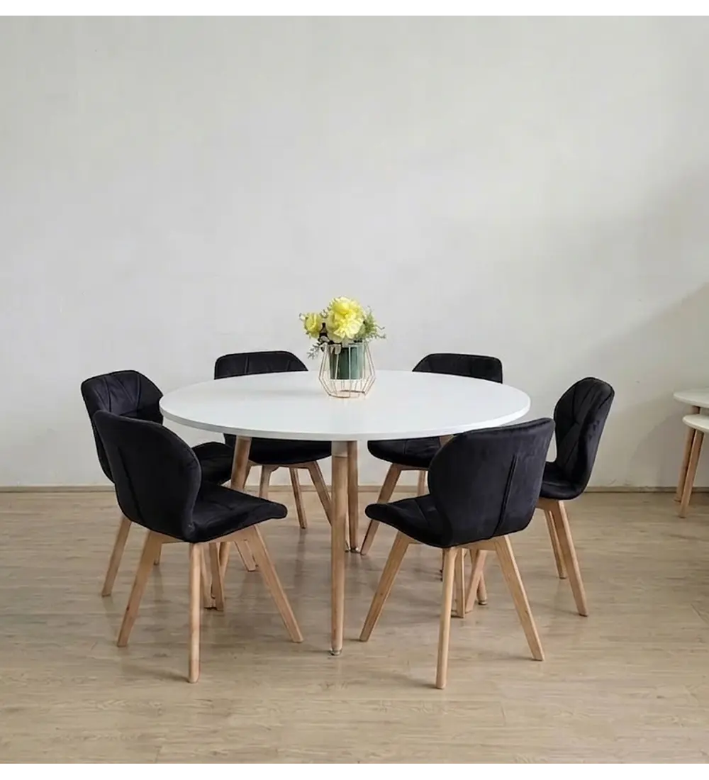 Comedor Aura  120cms + 6 Sillas Mariposa Velvet