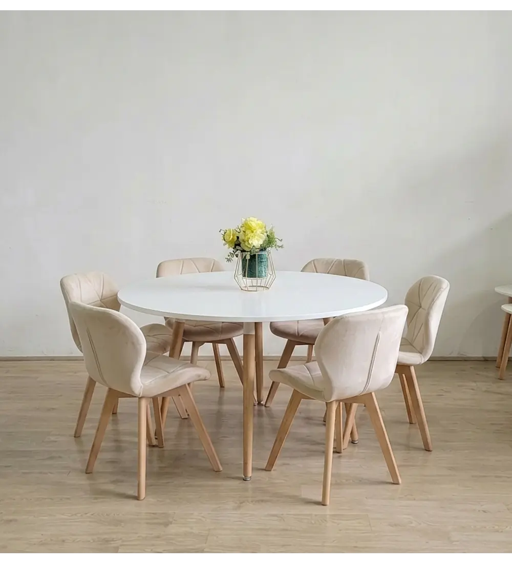 Comedor Aura  120cms + 6 Sillas Mariposa Velvet