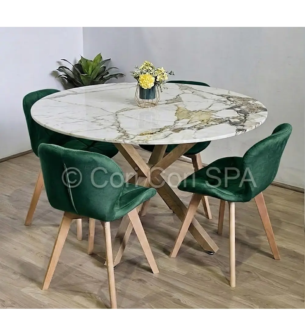 Comedor Warwick Stone Wood + 4 Sillas Mariposa Velvet 