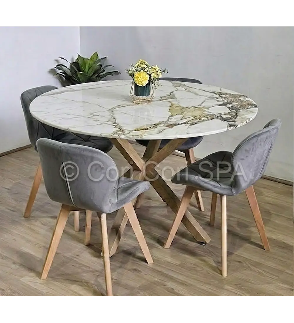 Comedor Warwick Stone Wood + 4 Sillas Mariposa Velvet 