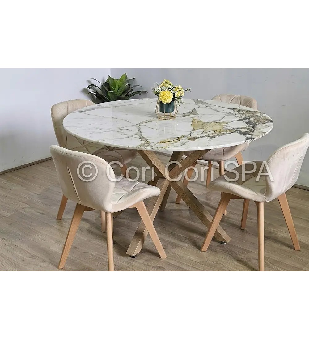 Comedor Warwick Stone Wood + 4 Sillas Mariposa Velvet 