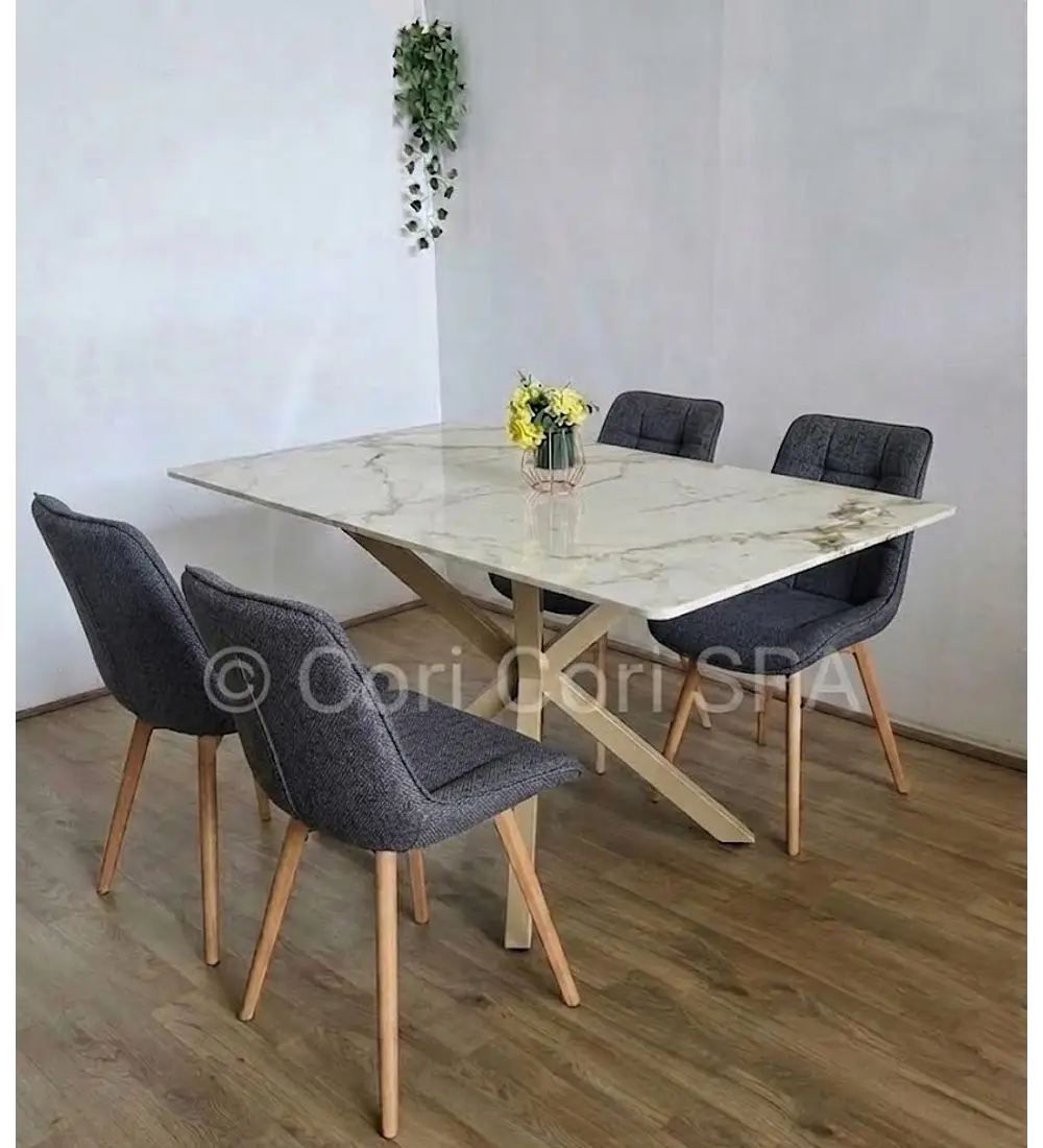 Comedor Madrid Stone Wood 140x80cms + 4 Sillas Arpi Smoke Wood