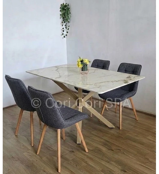 Comedor Madrid Stone Wood 140x80cms + 4 Sillas Arpi Smoke Wood