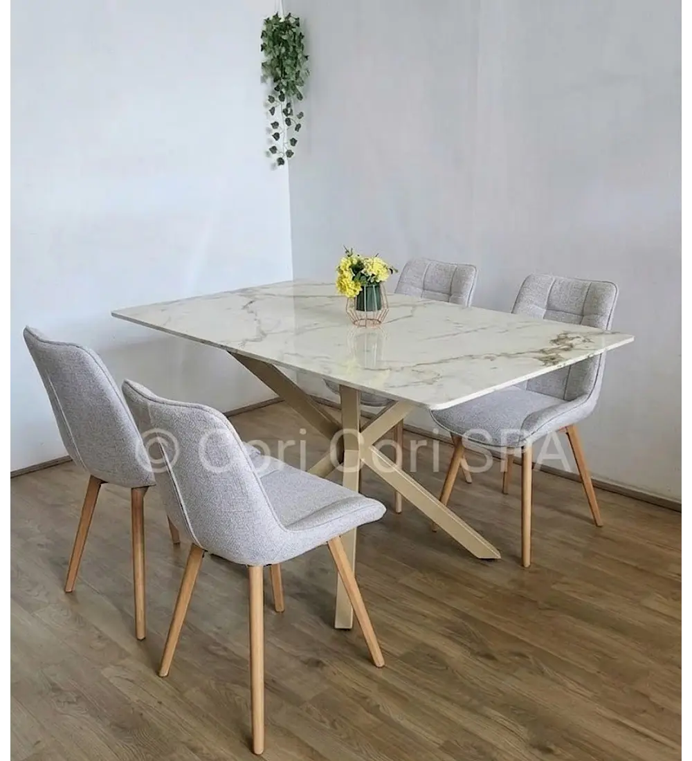Comedor Madrid Stone Wood 140x80cms + 4 Sillas Arpi Smoke Wood