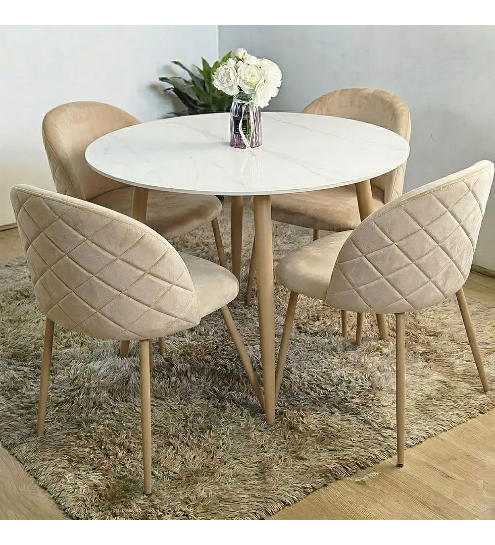 Comedor Mármol Black + 4 Sillas Bread Velvet Black 