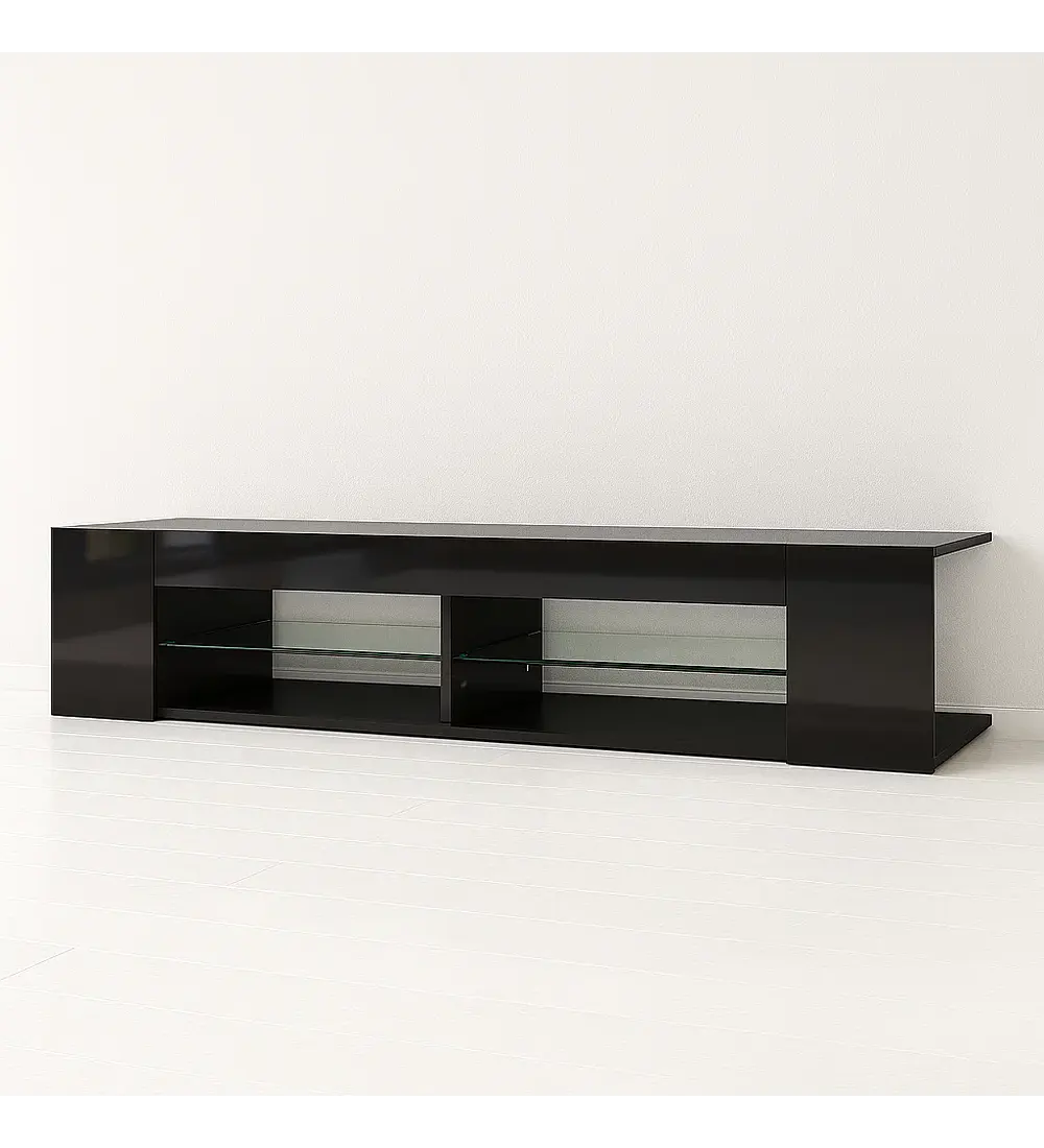 Rack de TV Moderno Negro con Luces LED