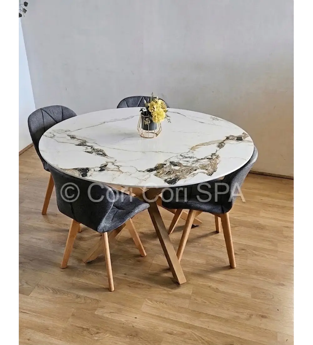 Comedor Warwick Stone Wood + 4 Sillas Mariposa Lino