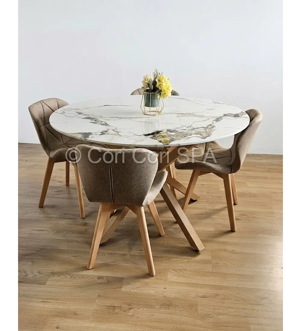 Comedor Warwick Stone Wood + 4 Sillas Mariposa Lino