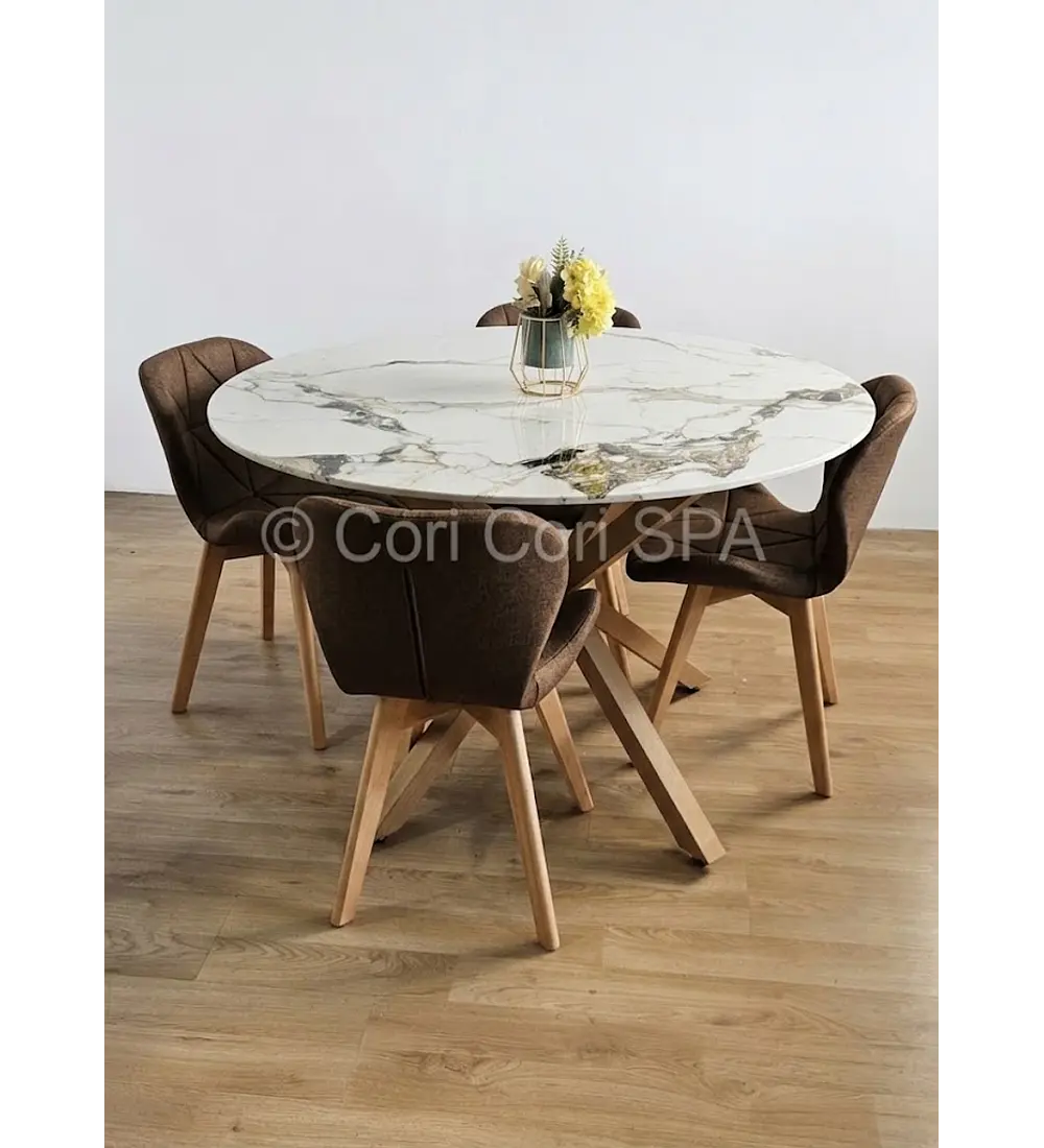 Comedor Warwick Stone Wood + 4 Sillas Mariposa Lino