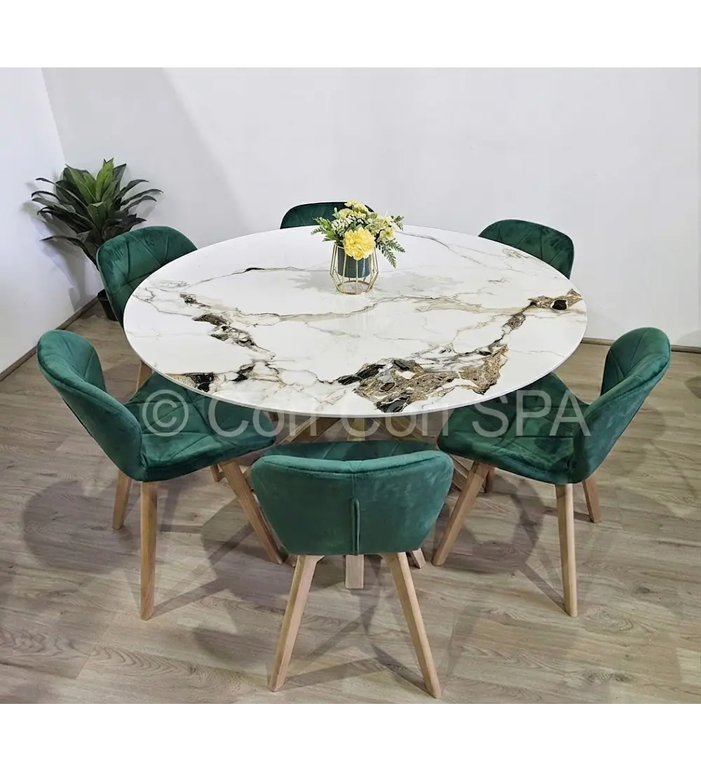 Comedor Warwick Stone Wood + 6 Sillas Mariposa Velvet