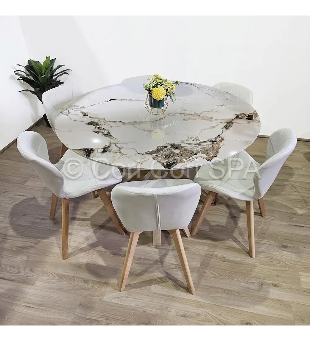 Comedor Warwick Stone Wood + 6 Sillas Mariposa Velvet