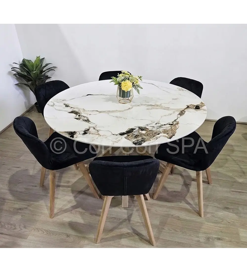 Comedor Warwick Stone Wood + 6 Sillas Mariposa Velvet