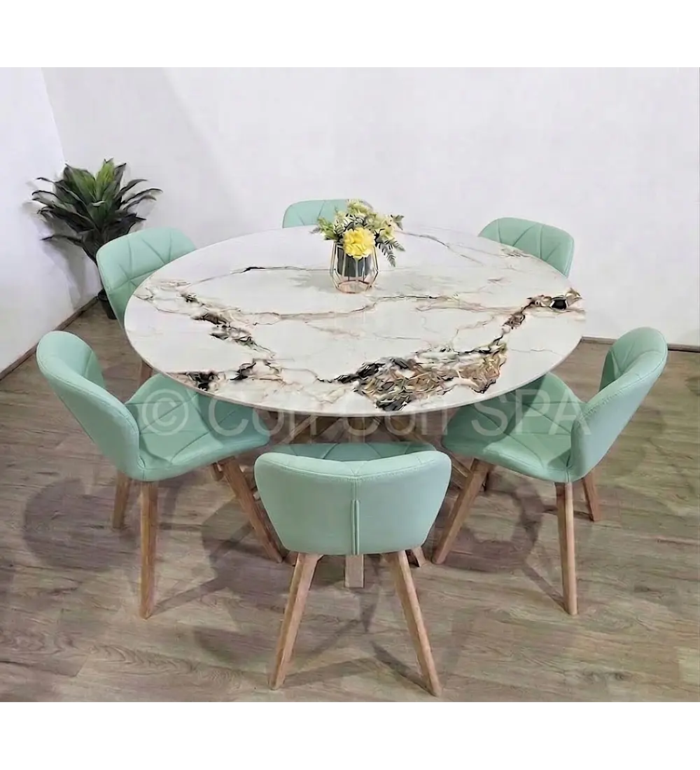Comedor Mesa Warwick Stone 120cms + 6 Sillas Mariposa Wood 