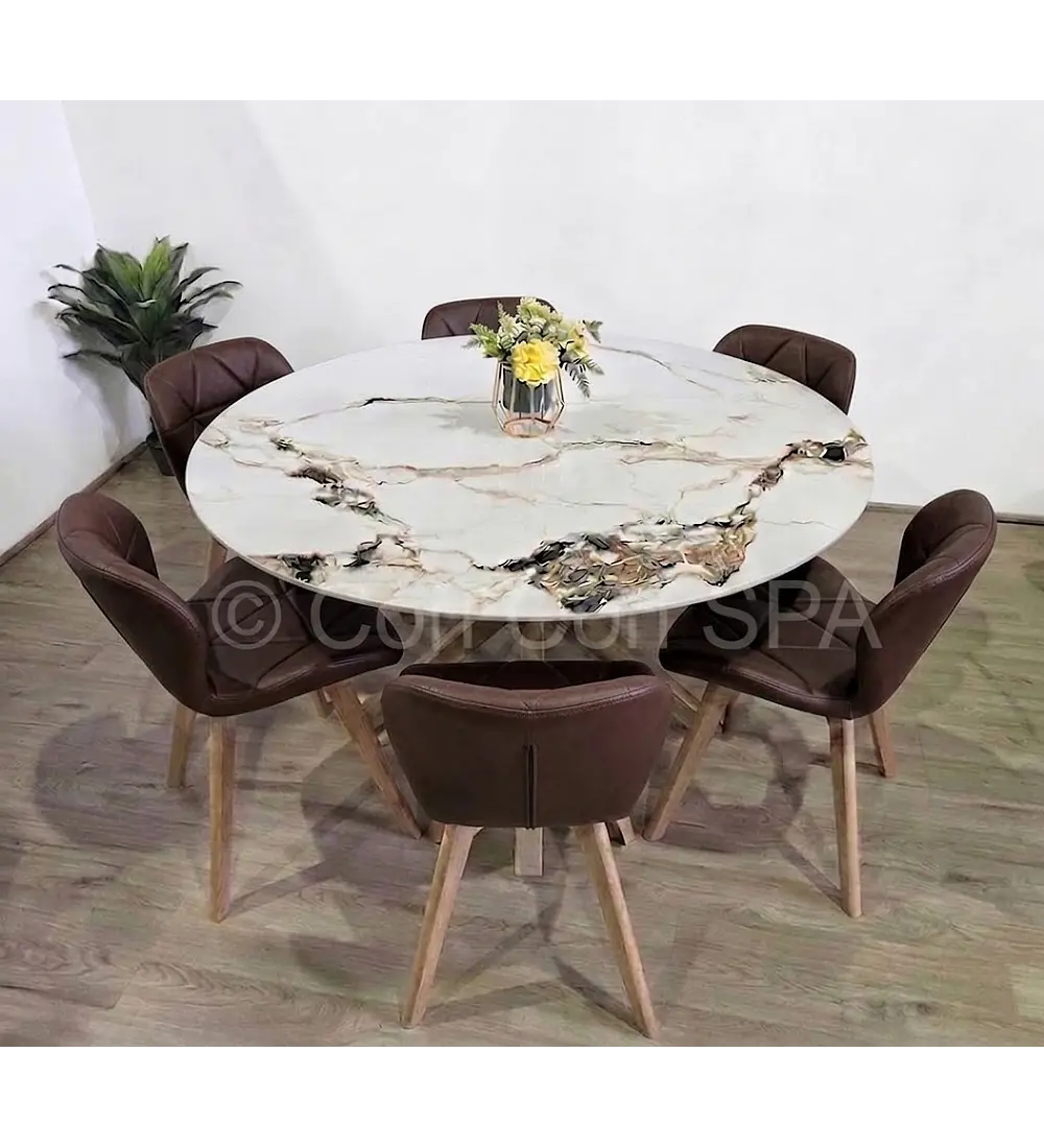 Comedor Mesa Warwick Stone 120cms + 6 Sillas Mariposa Wood 
