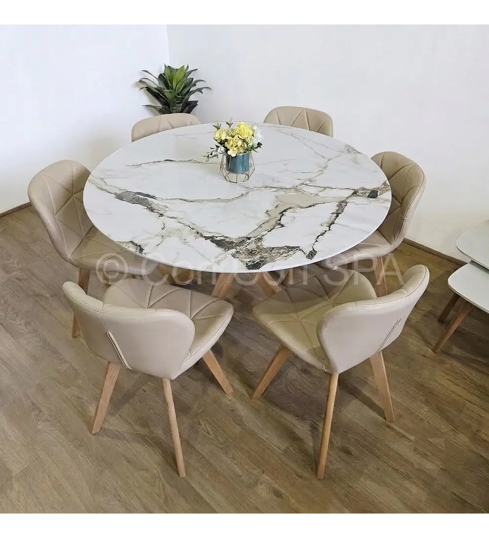 Comedor Mesa Warwick Stone 120cms + 6 Sillas Mariposa Wood 