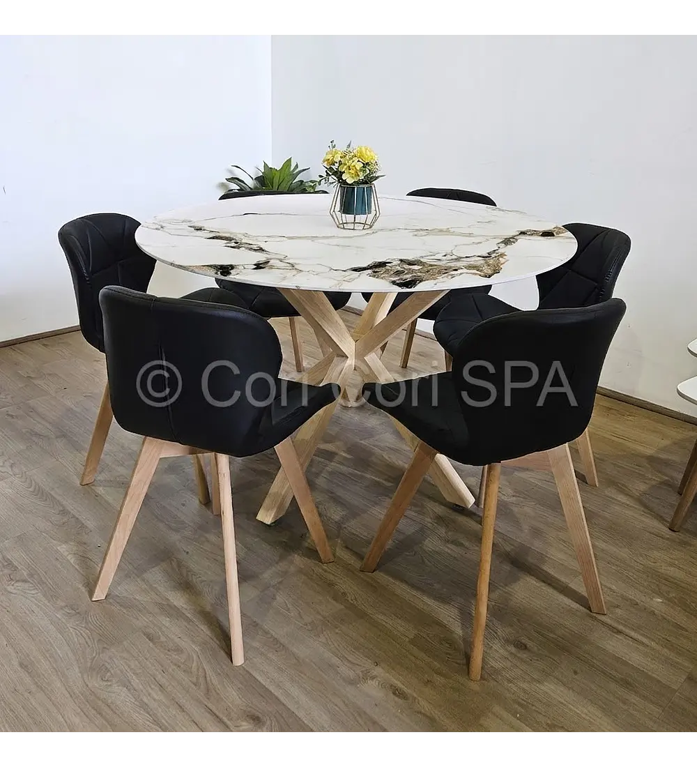 Comedor Mesa Warwick Stone 120cms + 6 Sillas Mariposa Wood 