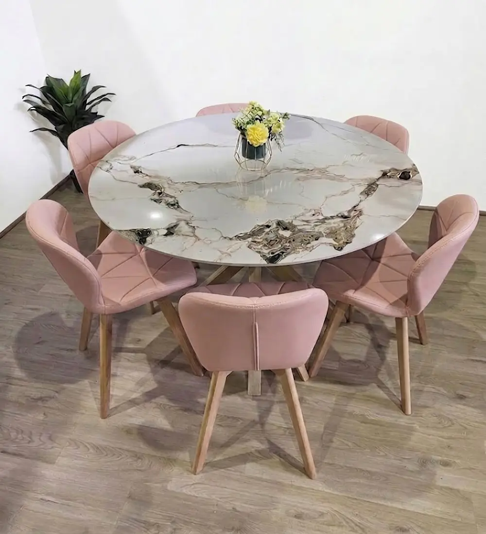 Comedor Mesa Warwick Stone 120cms + 6 Sillas Mariposa Wood 
