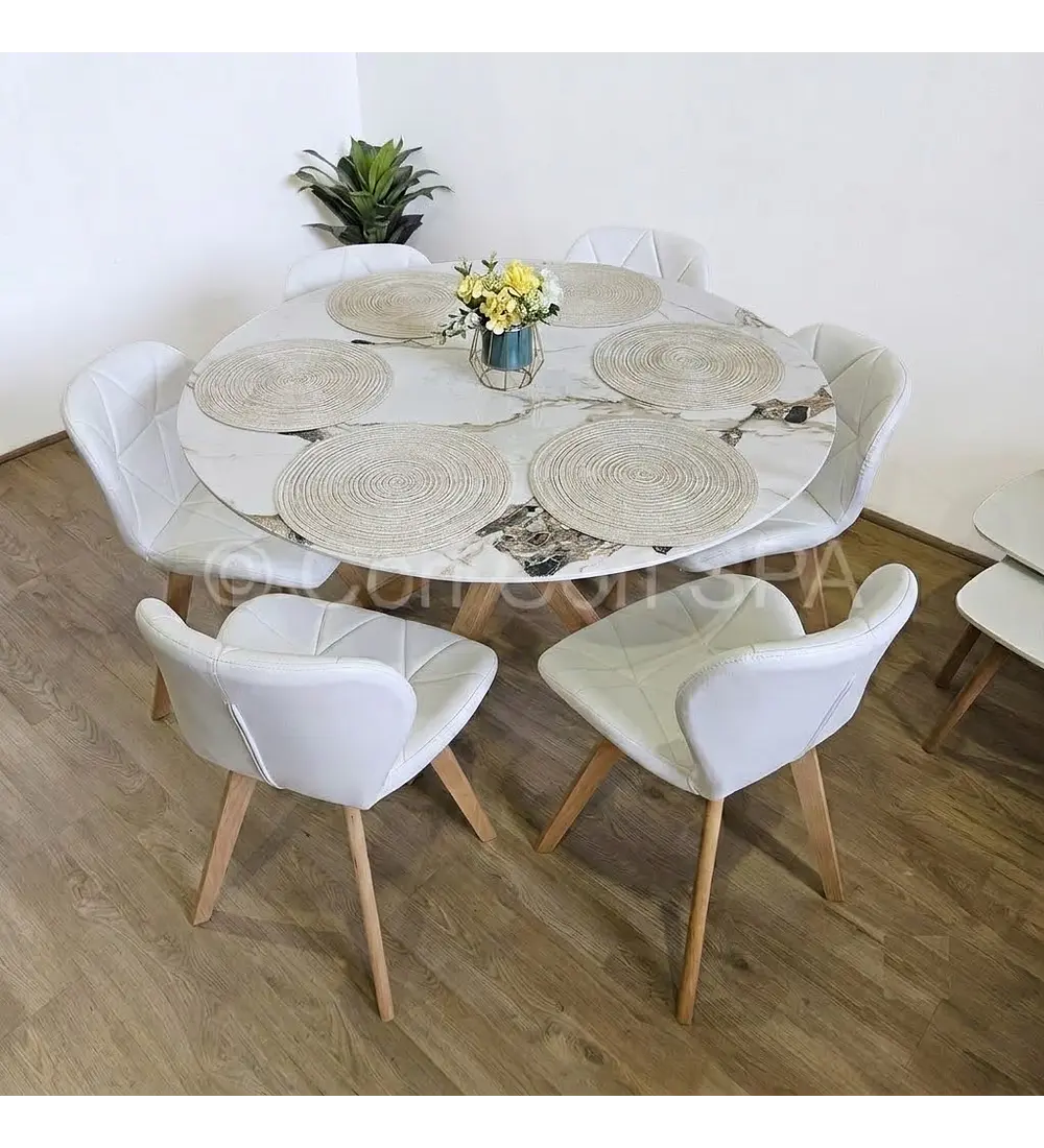Comedor Mesa Warwick Stone 120cms + 6 Sillas Mariposa Wood 