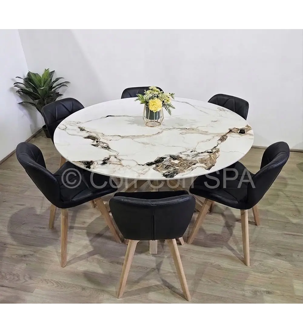 Comedor Mesa Warwick Stone 120cms + 6 Sillas Mariposa Wood 