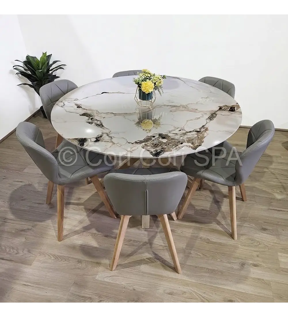 Comedor Mesa Warwick Stone 120cms + 6 Sillas Mariposa Wood 