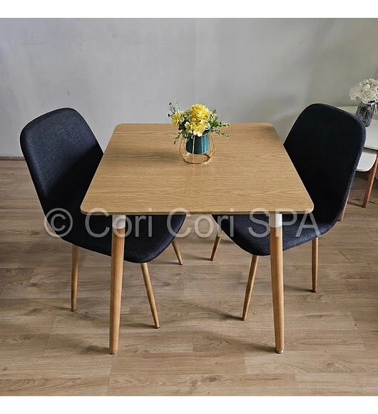 Comedor Melamina Cuadrada 80x80cms + 2 Sillas Scoop Lino