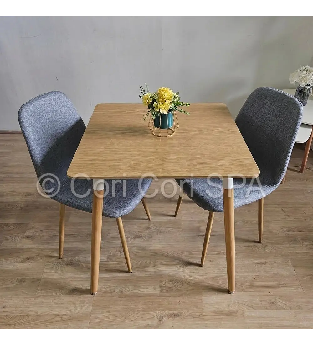 Comedor Melamina Cuadrada 80x80cms + 2 Sillas Scoop Lino