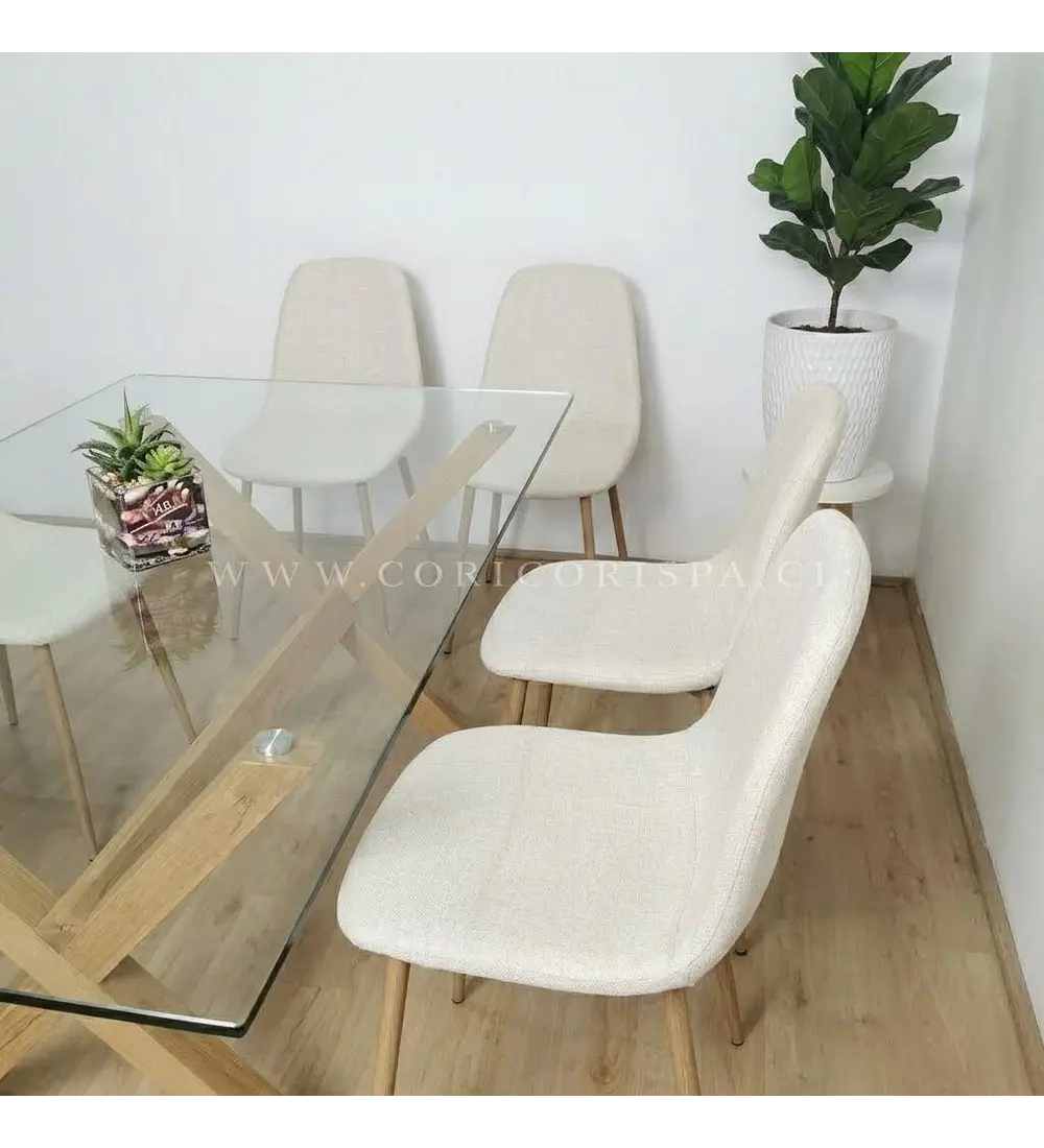 Comedor Medlock 140 x 90cm + 4 Sillas Scoop Lino
