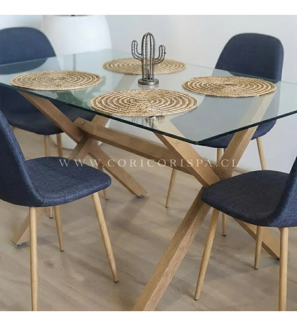 Comedor Medlock 140 x 90cm + 4 Sillas Scoop Lino