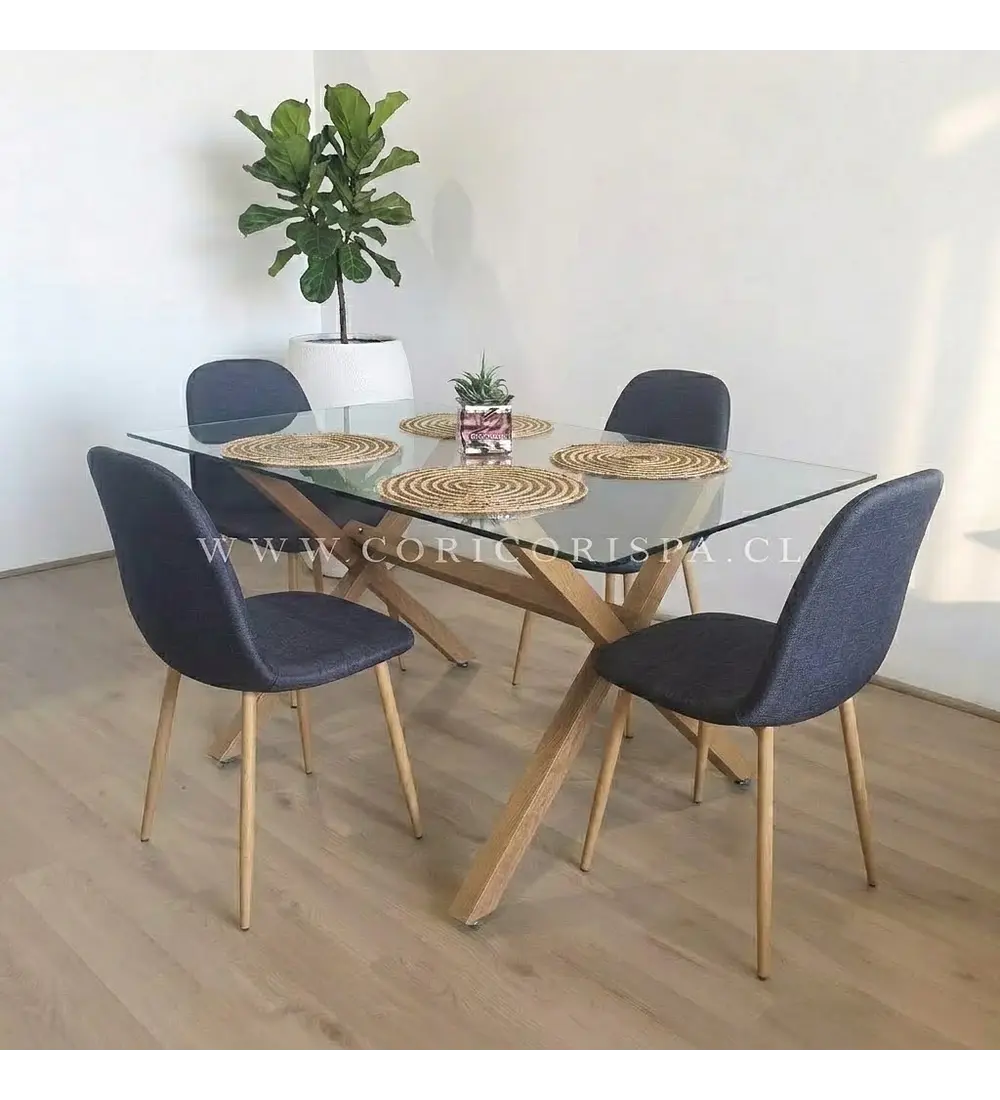 Comedor Medlock 140 x 90cm + 4 Sillas Scoop Lino