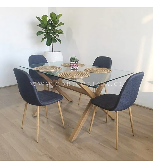 Comedor Medlock 140 x 90cm + 4 Sillas Scoop Lino